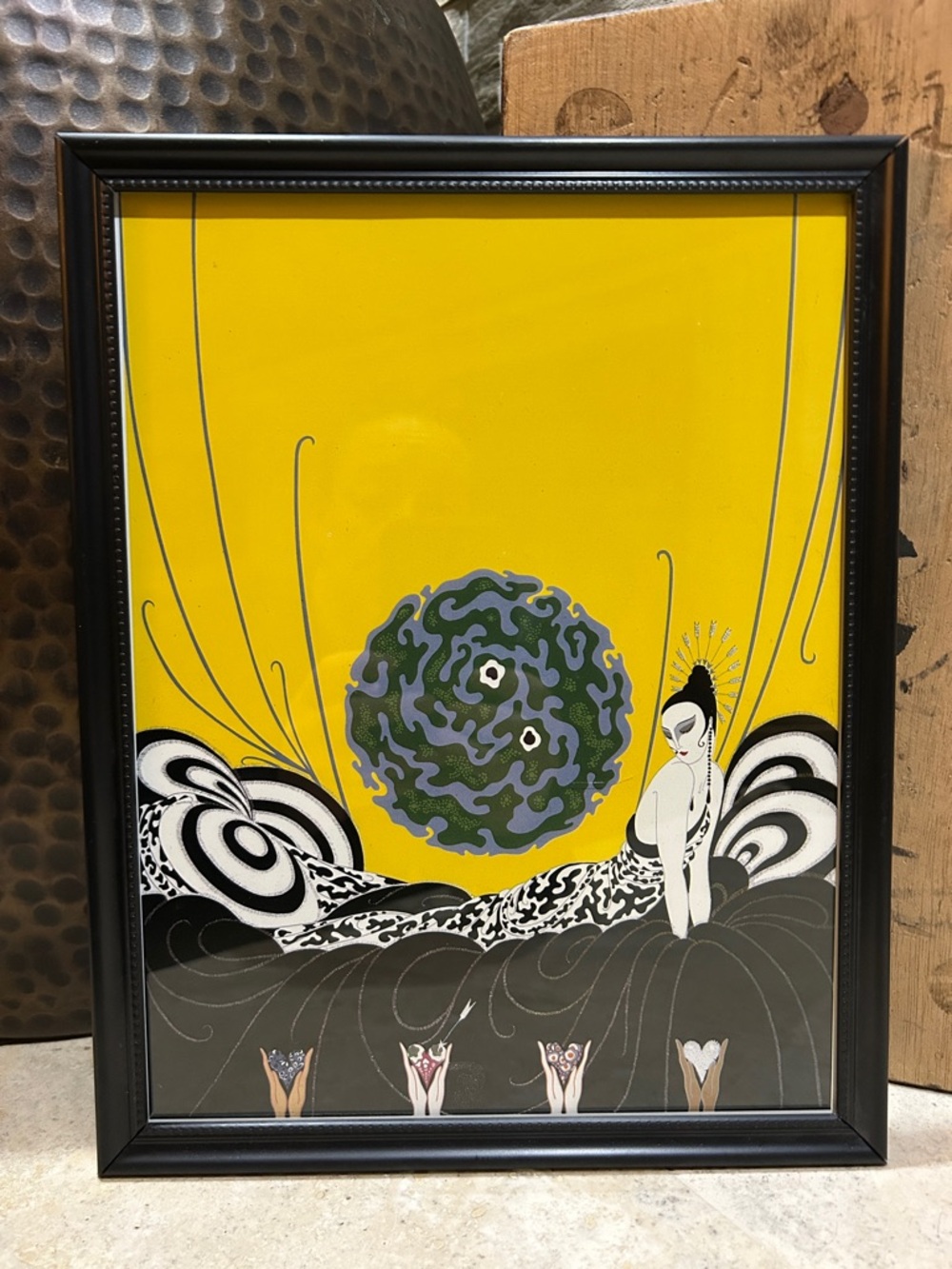 ERTE Vintage Book Print- “Selection of a Heart” Framed Art
